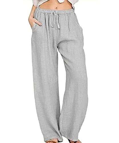 Yoeasy Women's High-Waisted Cotton Linen Drawstring Pants