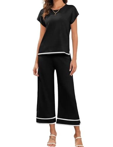 Bloggerlove Women's Knit Sweater Set with Wide Leg Pants