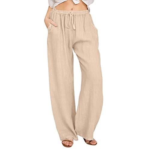 Nantdog Loose Summer Palazzo Pants with Pockets Plus Size