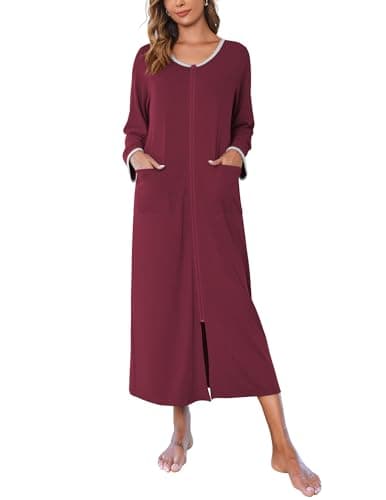 Ekouaer Women's Long House Coat with Pockets S-4XL