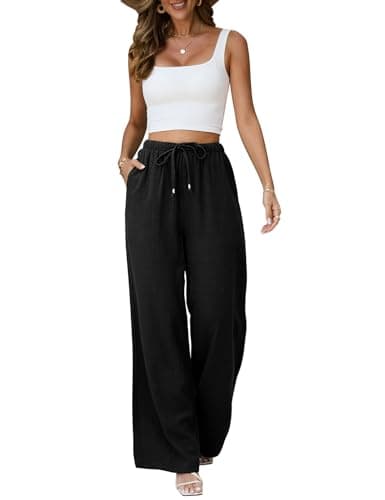 Jyanl Women's Casual Linen Wide Leg Drawstring Pants