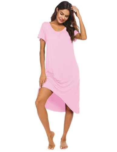 Ekouaer Comfy Plus Size Womens Short Sleeve Sleepwear S-3XL