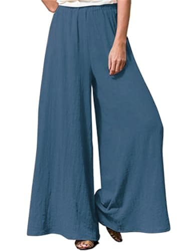 Hisanny Women's Plus Size Wide Leg Linen Palazzo Trousers with Pockets L, 5XL