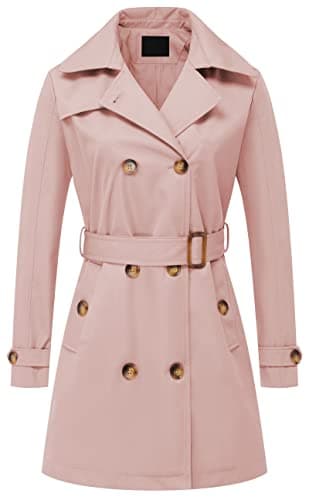 Chrisuno Women's Mid-Length Double Breasted Trench Coat with Hood