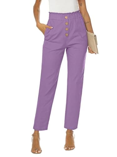 NIMIN High-Waisted Elastic Cropped Paper Bag Pants with Pockets