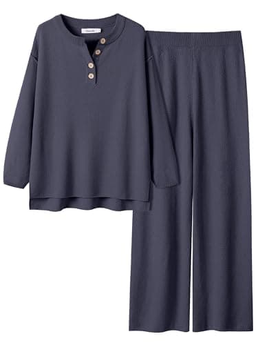 ANRABESS Women Oversized Waffle Knit Sweater Lounge Set 2025 Fall Trends