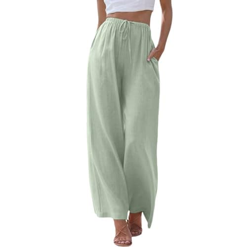 Women's Linen Summer Palazzo Pants with Pockets