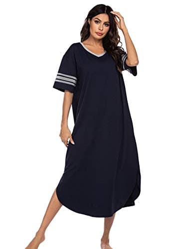 Refined Title: Ekouaer Women's V Neck Nightgown, Oversized Loose Sleepwear Dress