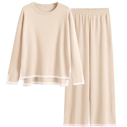 ANRABESS Women's Knit Sweater & Wideleg Pants Matching Sweatsuit Set
