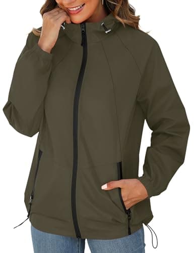 Women's Avoogue Waterproof Rain Jacket with Hood and Pockets S-3XL