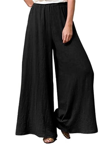 Hisanny Women's Plus Size Wide Leg Linen Palazzo Trousers with Pockets L, 5XL