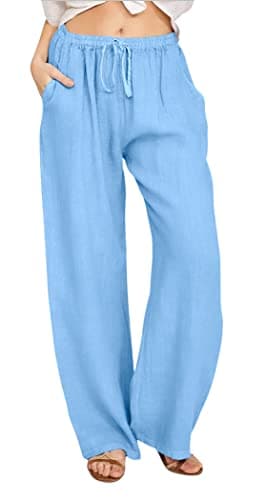 CHARTOU Women's Summer Wide Leg Loose Cotton Linen Pants