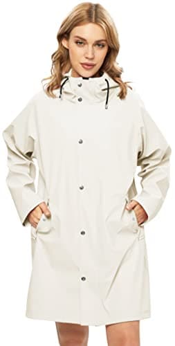 UNIQUEBELLA Women's Waterproof Long Hooded Raincoat