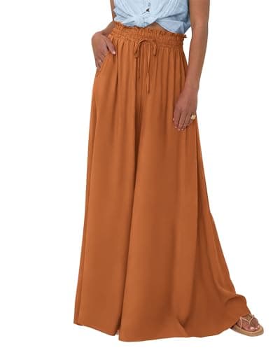 BTFBM Women's Summer Floral Wide Leg Palazzo Pants with Pocket