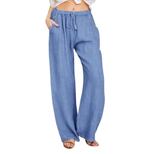Nantdog Loose Summer Palazzo Pants with Pockets Plus Size