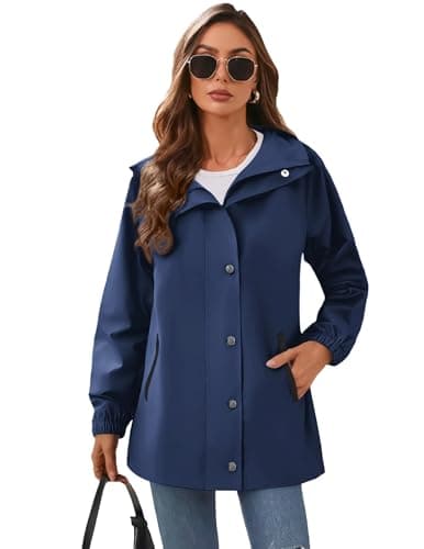 Zeagoo Women's Waterproof Rain Jacket with Hood - Lightweight Windbreaker Coated with Pockets