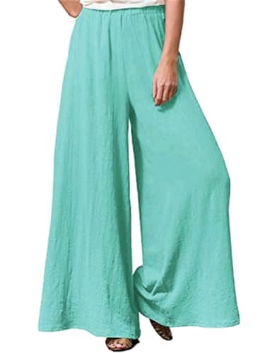 Hisanny Women's Plus Size Wide Leg Linen Palazzo Trousers with Pockets L, 5XL