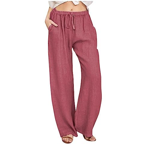 Nantdog Loose Summer Palazzo Pants with Pockets Plus Size