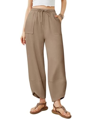 Jiflora Women's Wide Leg Cotton Linen Palazzo Pants with Pockets