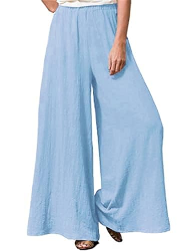 Hisanny Women's Plus Size Wide Leg Linen Palazzo Trousers with Pockets L, 5XL