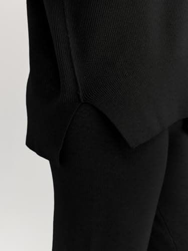 Refined Title: LILLUSORY Women's Sweatsuit Set: Oversized Knit Pullover Top with Wide Leg Pants