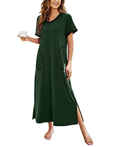 Ekouaer Women's Full-Length Short Sleeve Nightgown