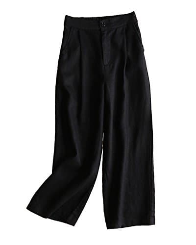 Aeneontrue Women's 100% Linen Cropped Palazzo Pants Trendy Summer Outfits