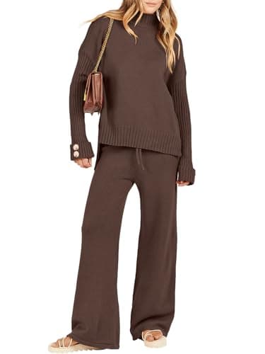 Caracilia Women's 2-Piece Fall Sweater Set & Wide Leg Pants Travel Fashion