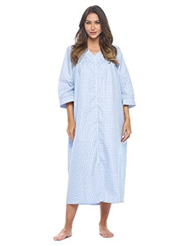 Casual Nights Women's Zip Front Woven House Dress for Night Relax | 3/4 Sleeves Lounger
| Casual Nights Women's Zip Front Woven House Dress | 3/4 Sleeves Long Duster Lounger for Casual Nights
| Casual Nights Women's Zip Front Woven House Dress | 3/4