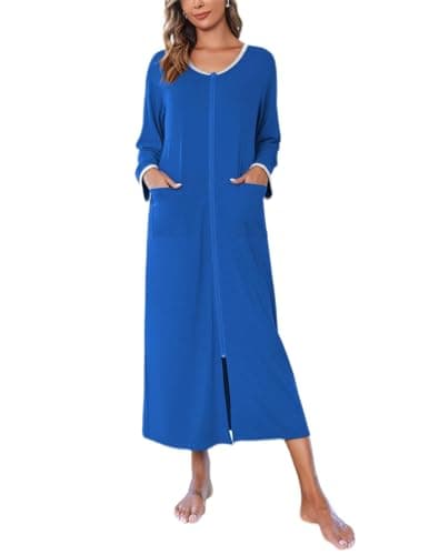 Ekouaer Women's Long House Coat with Pockets S-4XL