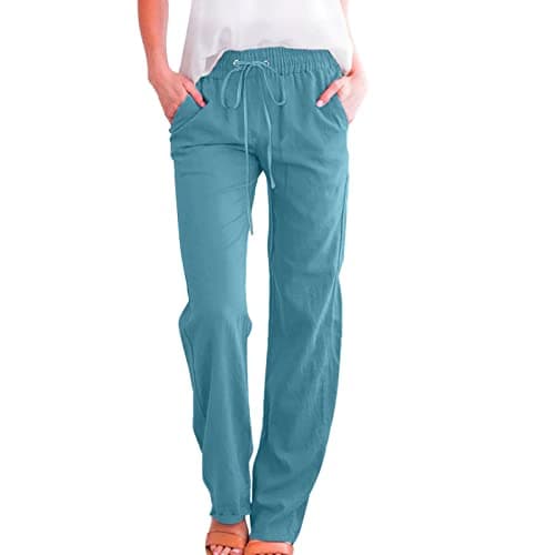 Casual Women's Lightweight Cotton Linen Drawstring Pants