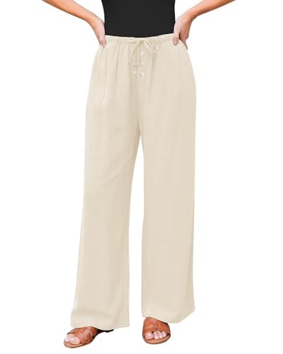 GRAPENT High Waisted Wide Leg Linen Pants for Women Summer Palazzo Casual