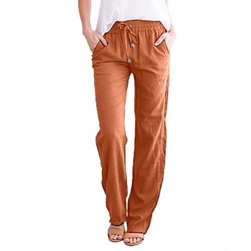 Casual Women's Lightweight Cotton Linen Drawstring Pants