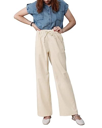 Yoeasy Women's High-Waisted Cotton Linen Drawstring Pants