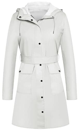 UNIQUEBELLA Women's Waterproof Long Hooded Raincoat