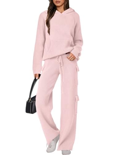 ANRABESS Women's Casual Knit Hoodie & Straight Leg Pants Fall Fashion Set