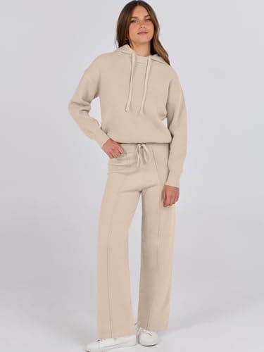 ANRABESS Women's 2 Piece Fall Lounge Sweatsuit Sweater Sets