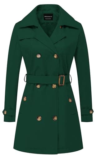 Chrisuno Women's Mid-Length Double Breasted Trench Coat with Hood