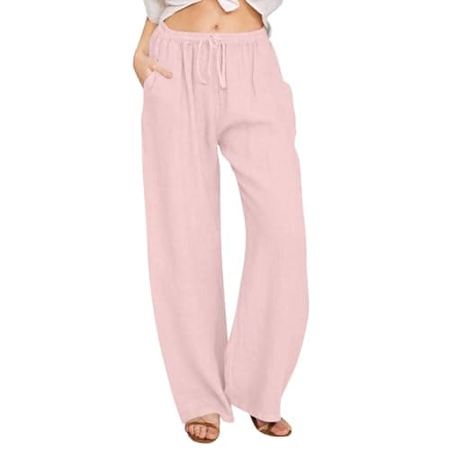 Nantdog Loose Summer Palazzo Pants with Pockets Plus Size