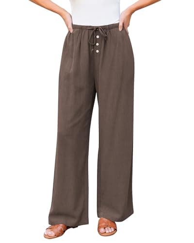 GRAPENT High Waisted Wide Leg Linen Pants for Women Summer Palazzo Casual