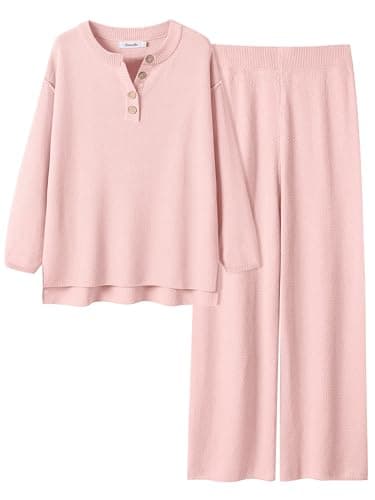 ANRABESS Women Oversized Waffle Knit Sweater Lounge Set 2025 Fall Trends
