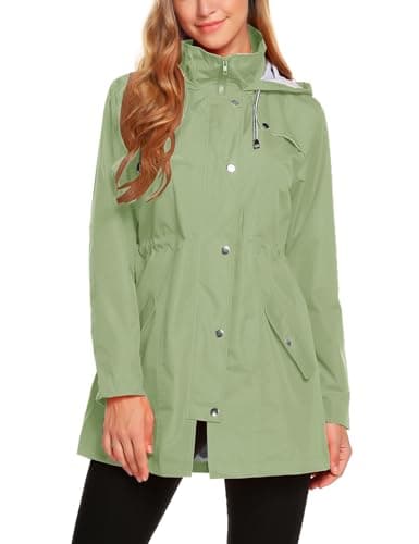ZHENWEI Women's Lightweight Hooded Waterproof Outdoor Rain Jacket S-XXL