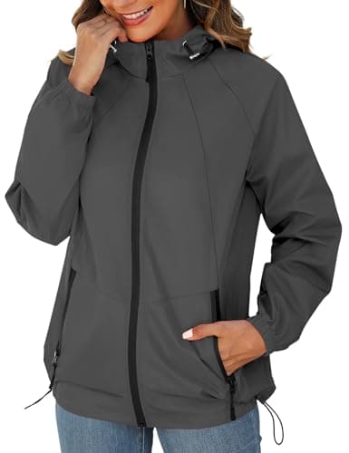 Women's Avoogue Waterproof Rain Jacket with Hood and Pockets S-3XL