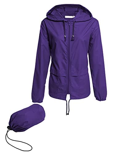 Hount Women's Lightweight Waterproof Hooded Raincoat Packable Outdoor Jacket (S-3XL)