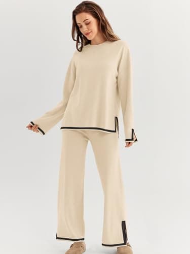 LILLUSORY Women's Fall 2-Piece Lounge Set Sweatsuits Wide Leg Pants