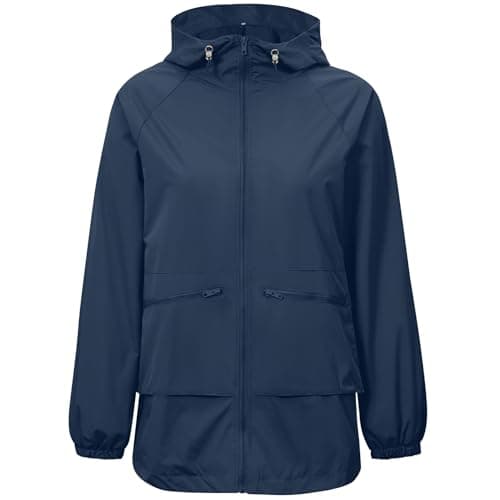 Zando Women's Waterproof Lightweight Raincoat with Hood Packable Windbreaker