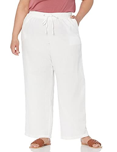 Amazon Essentials Plus Size Women's Linen Blend Wide Leg Drawstring Pant