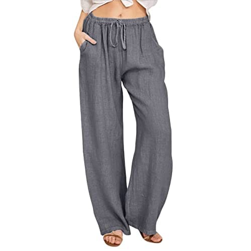 Nantdog Loose Summer Palazzo Pants with Pockets Plus Size