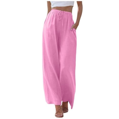 Women's Linen Summer Palazzo Pants with Pockets