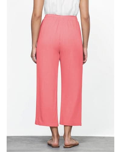 GRAPENT High-Waisted Wide Leg Linen Pants for Women Casual Summer Capris